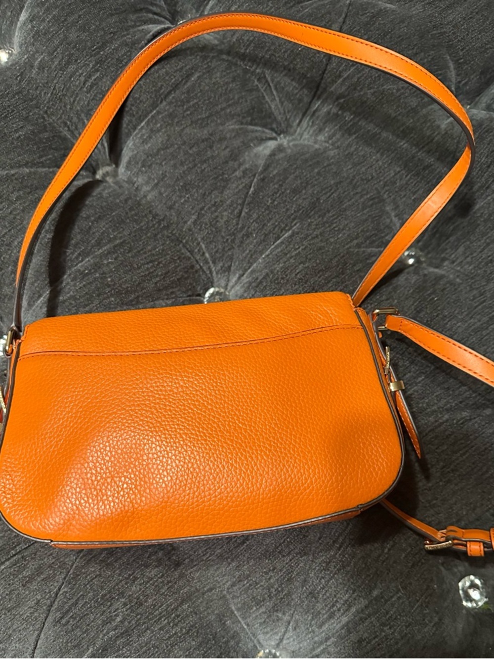 Michael Kors Orange Pebbled Leather Crossbody Bag - Picture 4 of 14